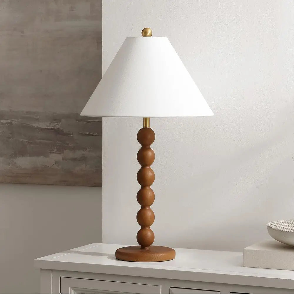 Natural Brown Resin Stacked Ball Table Lamp, 27-inch, LED Bulb Included, Suitable for Bedroom, Living Room, Home Office, Desk, N