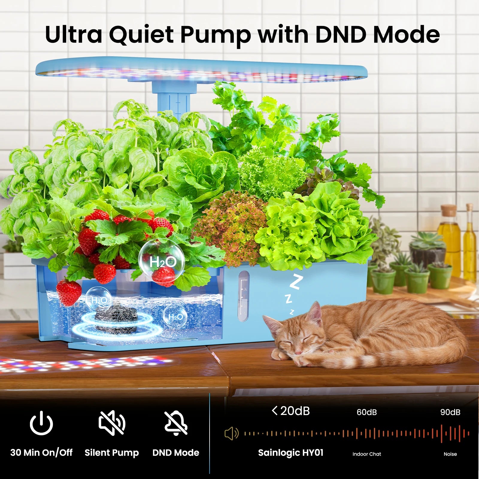 Smart Hydroponics Growing System, APP & WiFi Controlled, 12 Pods, Silent Auto Water Pump, Home Herb Garden Planting Kit