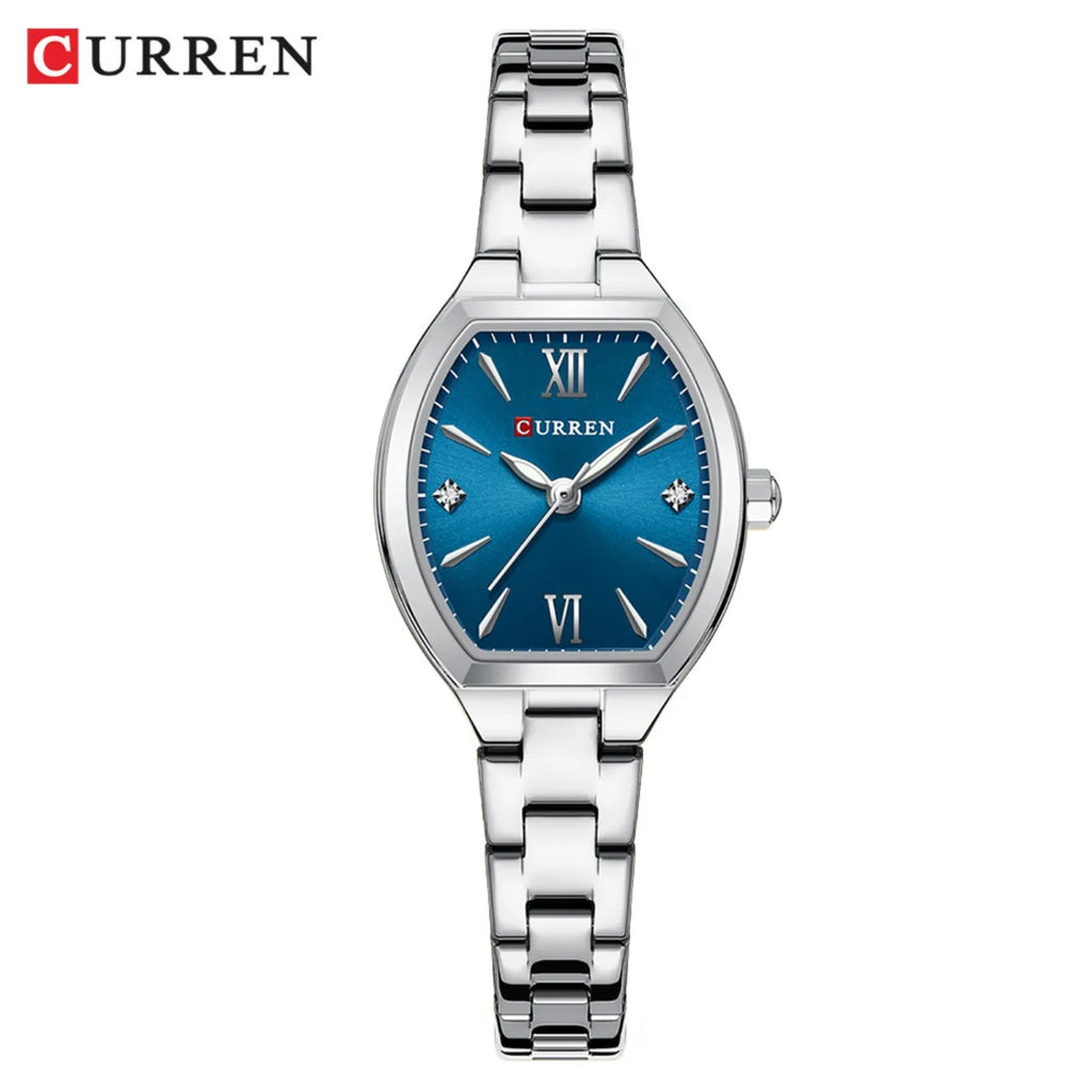 CURREN Fashionable Barrel-Shaped Simple Elegant Quartz Watch Women's Elastic Band Retro Women's Watch Gifts
