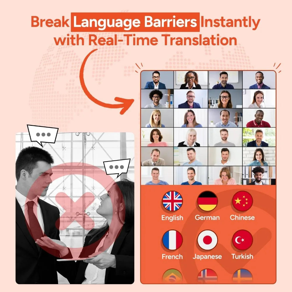 Real-Time Translation Earbuds: 144+ Languages, 60H Playtime, Noise Cancellation for Business & Learning