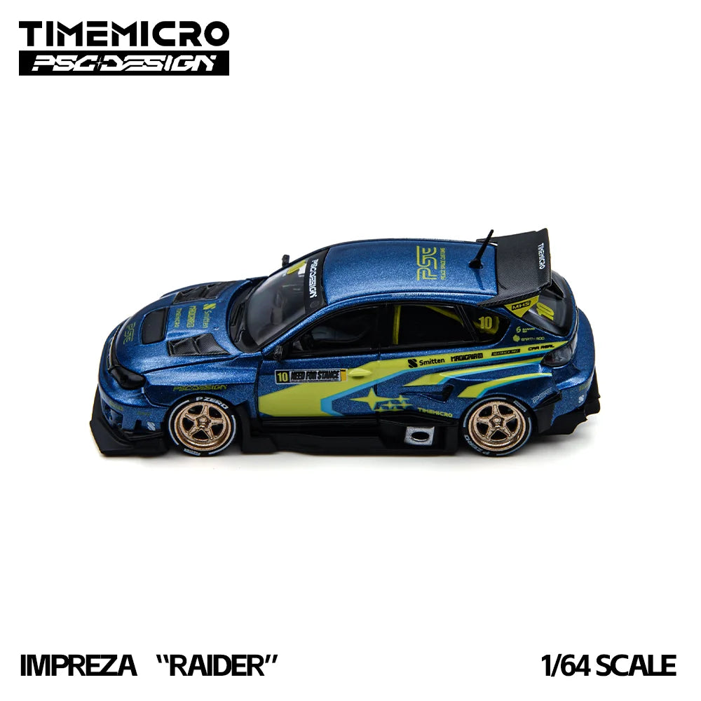TimeMicro 1:64 Blue Yellow Rally Sports Car Diecast Alloy Model Racing Livery Mini Vehicle For Hobby Collection Decor