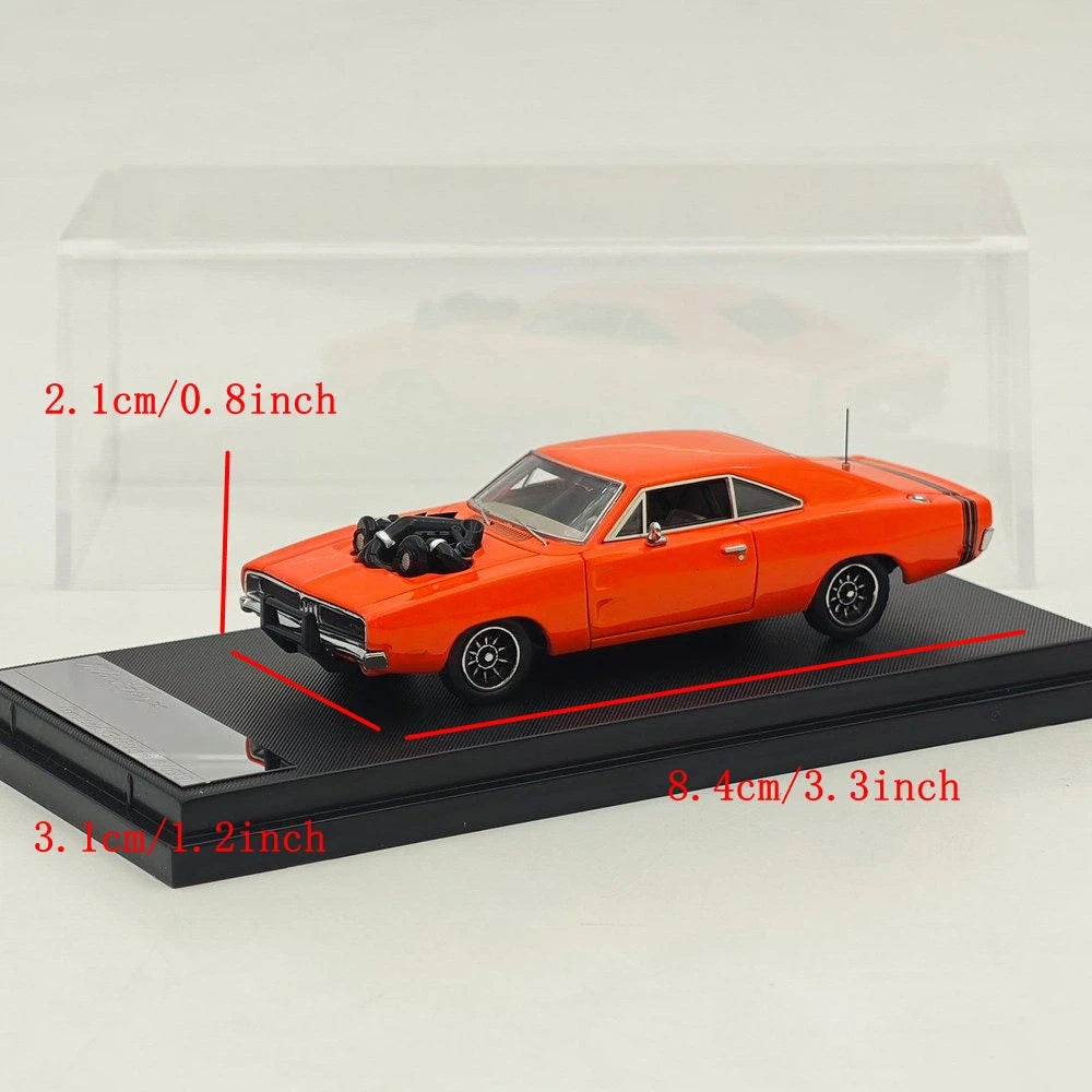 Mini Forge 1:64 For 1969 Charger General Lee Exposed Blown V8 Diecast Model Car Limited Edition Rare Collection Miniature Gifts