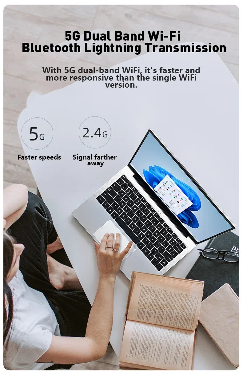 Intel N95 High Speed Core Laptop Large Memory Fast Response Business Travel Notebook 15.6 Inch Ultra Thin Lightweight Laptop