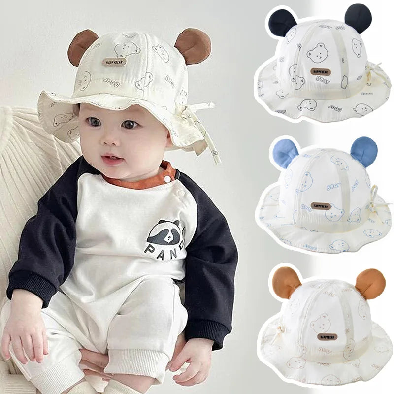 Cartoon Baby Fisherman Hat Cute Children Sunshade Basin Cap 3-12Month Infants Bowl Caps Soft Cotton Toddler Sunscreen Visors