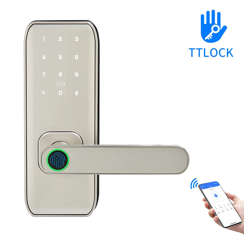 TTLock APP Smart Fingerprint Password RFID Deadbolt Lock For Indoor Wooden Door
