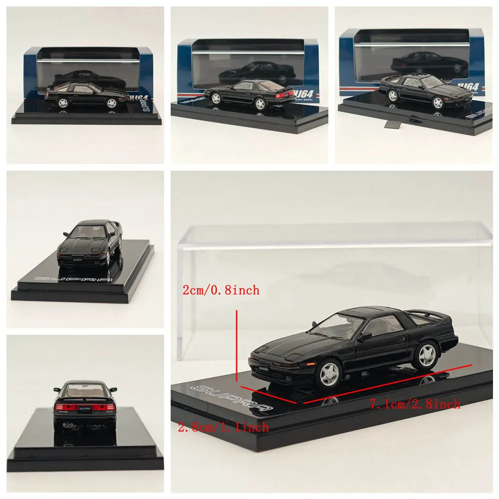 Hobby Japan 1/64 for SUPRA A70 2.5GT TWIN TURBO Limited with Outer Sliding Sunroof Parts & 3.0GT TURBO A Black Diecast Model