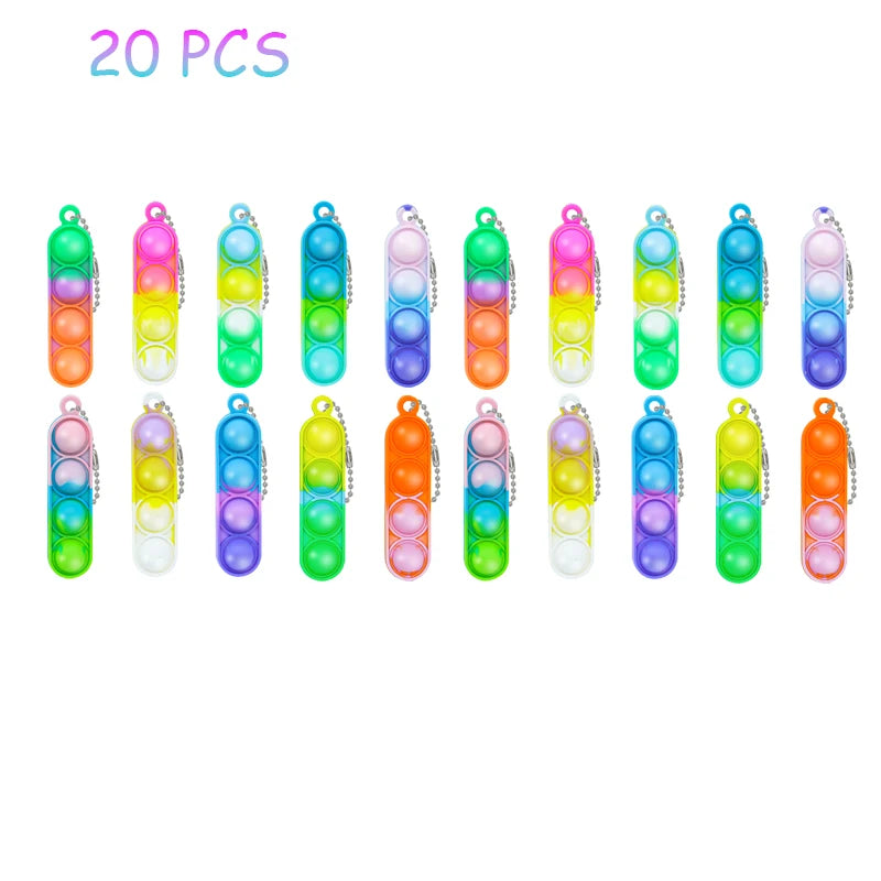 10/20/30/80/150 Pcs Bulk Mini Pop Fidget Toys Kids Sensory Keychain Party Favors Toddler Birthday Carnival Bag