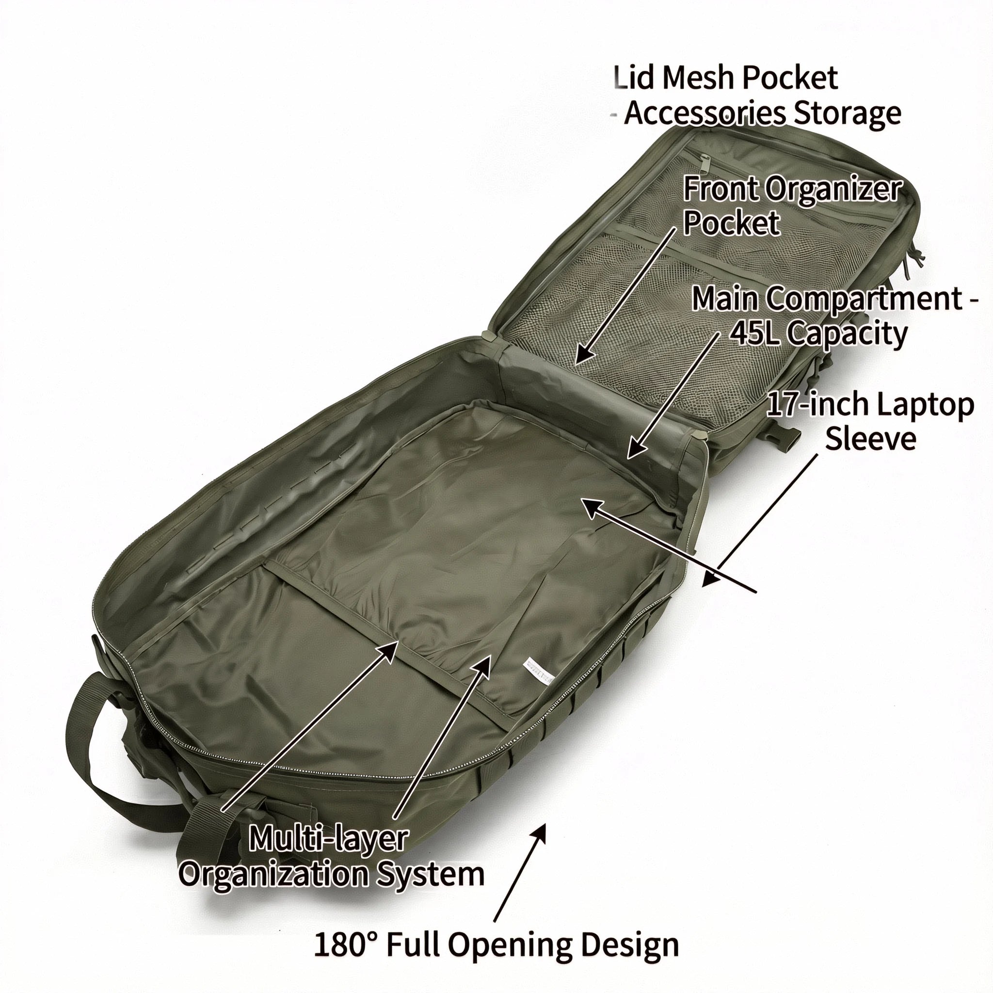 45L Tactical Hunting Backpack Molle Camo Water Resistant Outdoor Field Bag Camping Hiking Trekking Bushcraft Survival Bug Out Bag Large Capacity Rucksack Daypack Men Women Hunters Durable Wear Resistant Heavy Duty Multi Pocket Trail Wilderness Hunting