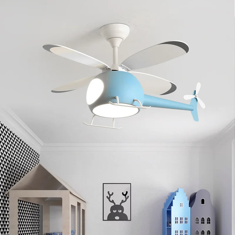 Modern Creative Cartoon Plane Fan Light Simple Decor LED Ceiling Lamp for Children's Room Beroom Led Fan Lights