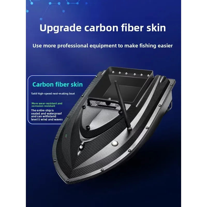 TRY&V New 12V High-Speed Big Cat Fishing Bait-Dispensing Boat with Cruise-Control ABS Material GPS Remote Control 1.5kg