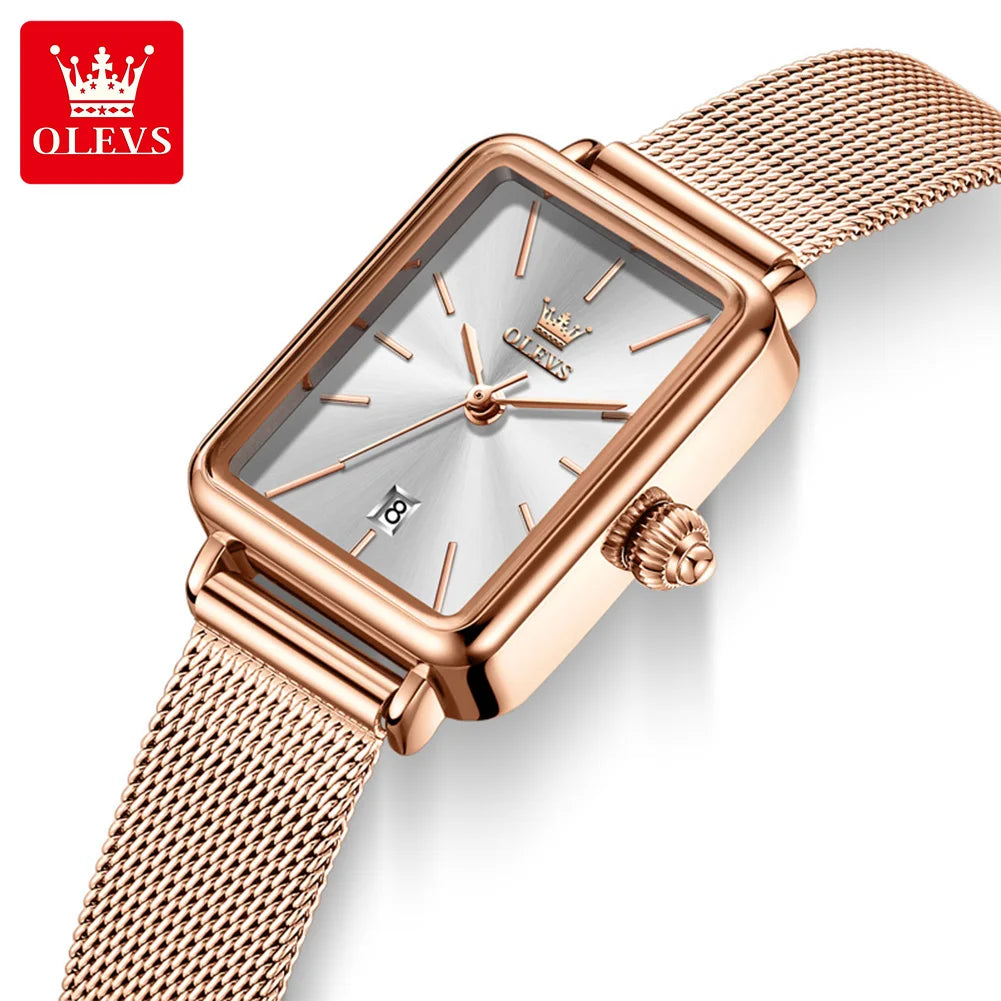 OLEVS 3692 Quartz Wristwatch Gifts Fashion Vintage Square Ultra Thin Ladies Watches Waterproof Stainless Steel Women's Watches