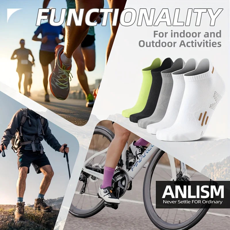5/10 Pairs Summer Men's Athletic Ankle Socks Breathable Mesh Thin Sports Socks for Running Basketball Cycling