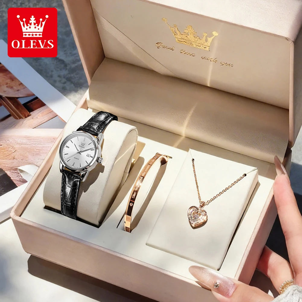OLEVS 6898 Women Watch Original Quartz Watches Waterproof Luminous Date Watch Bracelet Set Ladies' Gift 2026 New Color Reloj
