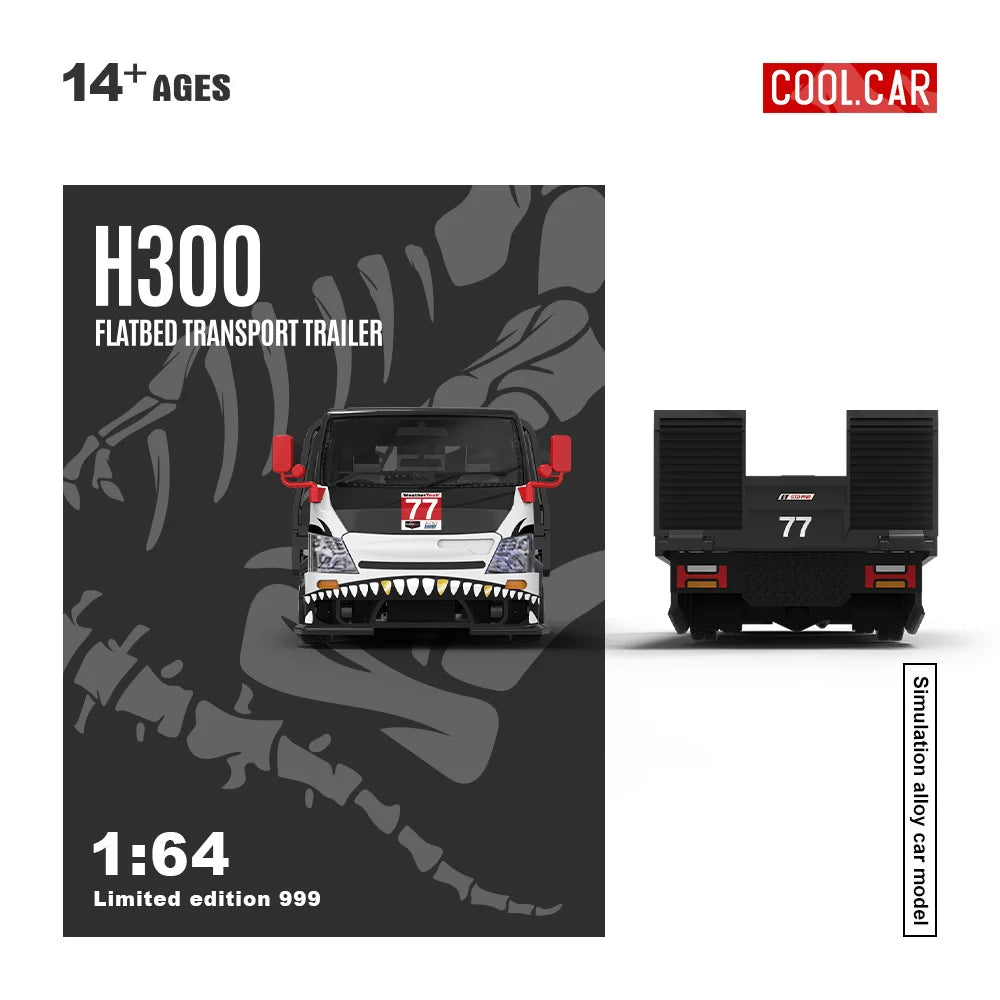 *In stock*Cool Car 1:64 H300 Flatbed Transport Trailer Black Dragon 77 Simulation Alloy Car Model for Collection&Display&Gift