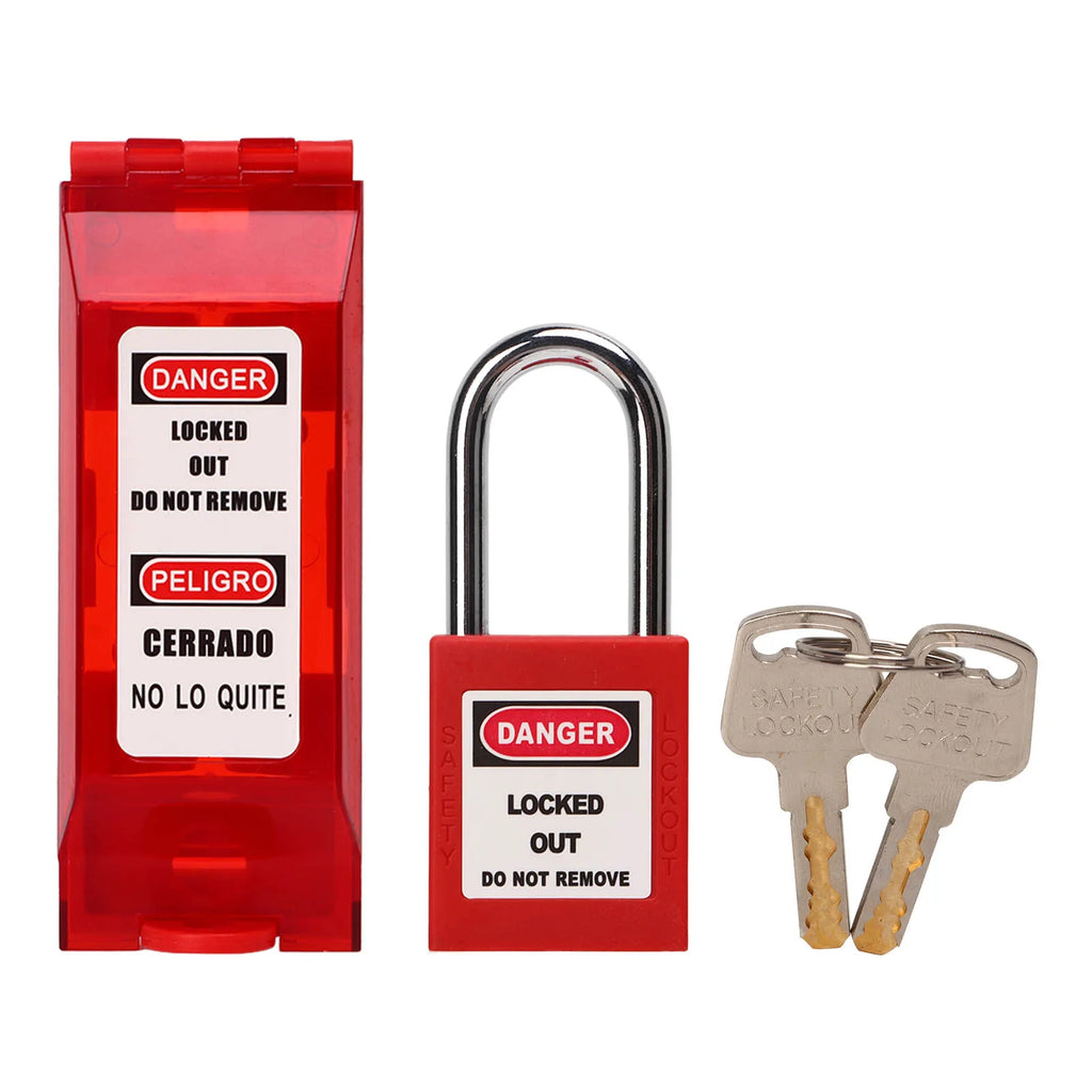 Sturdy PC Plastic Safety Lockout Padlock With Wall Cover Fit For Electrical Equipment Energy Lockout Tagout Operation