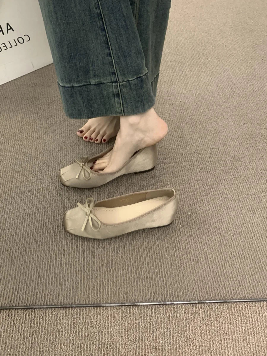 2026 New French Style Hidden Wedge Ballet Flats Soft Comfortable All Match Elegant Daily Dress Shoes for Women