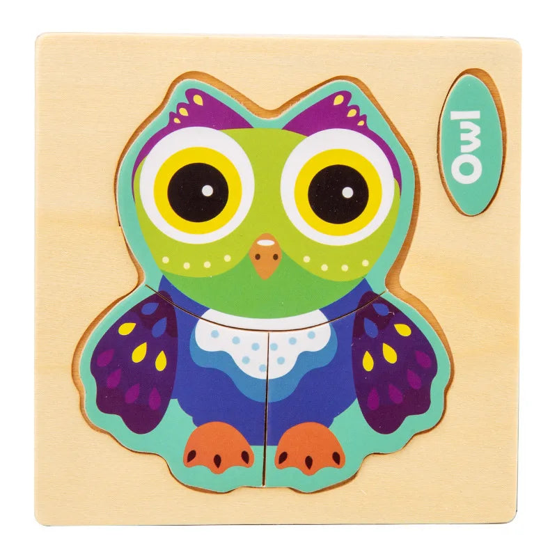 Wooden Toy 3D Jigsaw Puzzle Small Size Cartoon Animal Puzzle Board Kids Early Learning Educational Toys for Children Gifts
