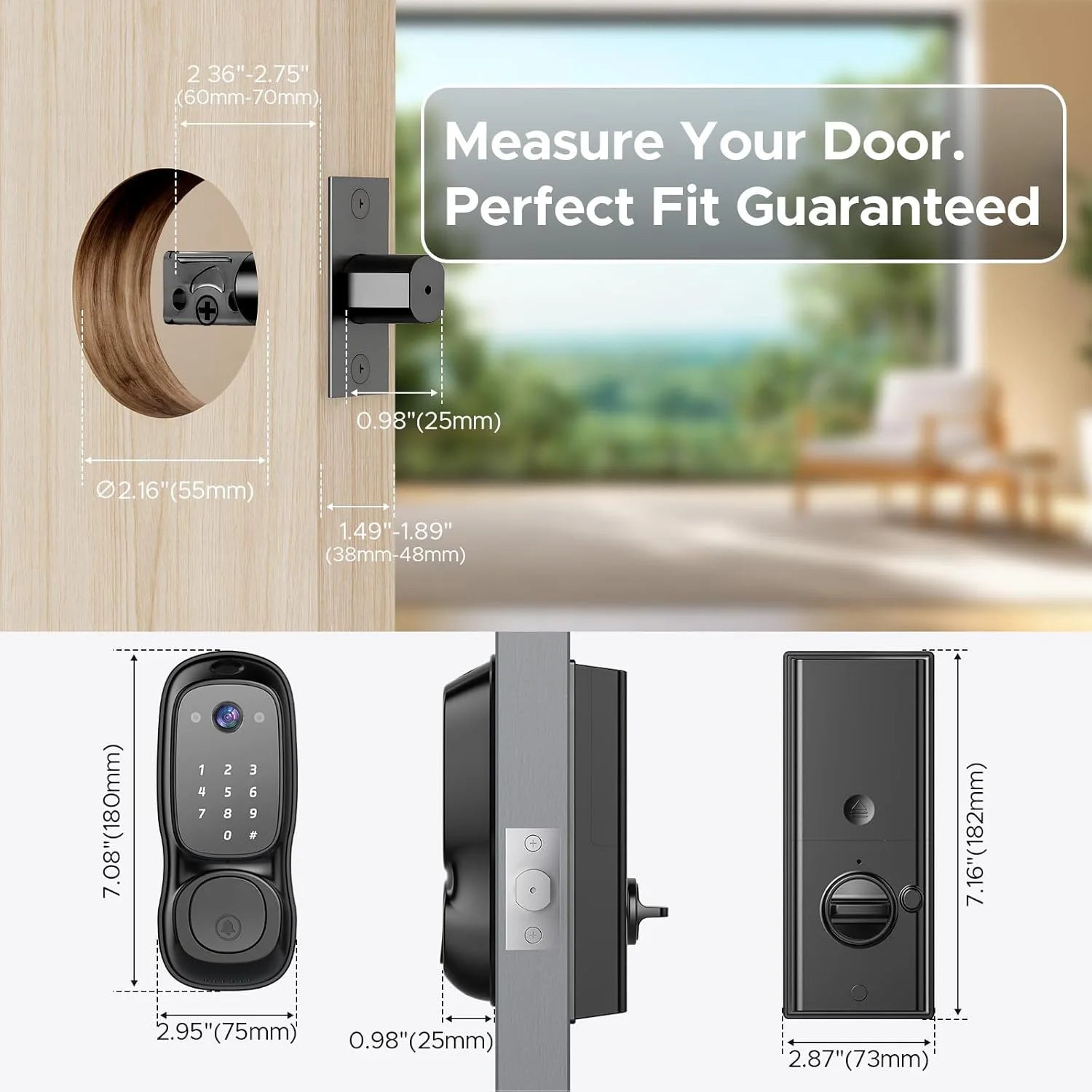 Tuya Wifi Smart Door Lock ‎Camera & Doorbell Multi-Function Fingerprint Lock 5-in-1 Digital Electronic App Control Smart Lock