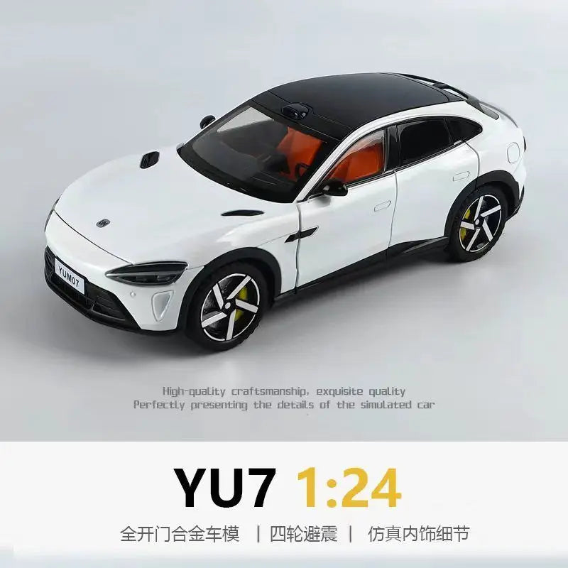 1:24 YU7 Diecast Alloy Electric Car Model with Graffiti Livery Full Open Doors Shock Absorption for Car Collectors Hobby Display