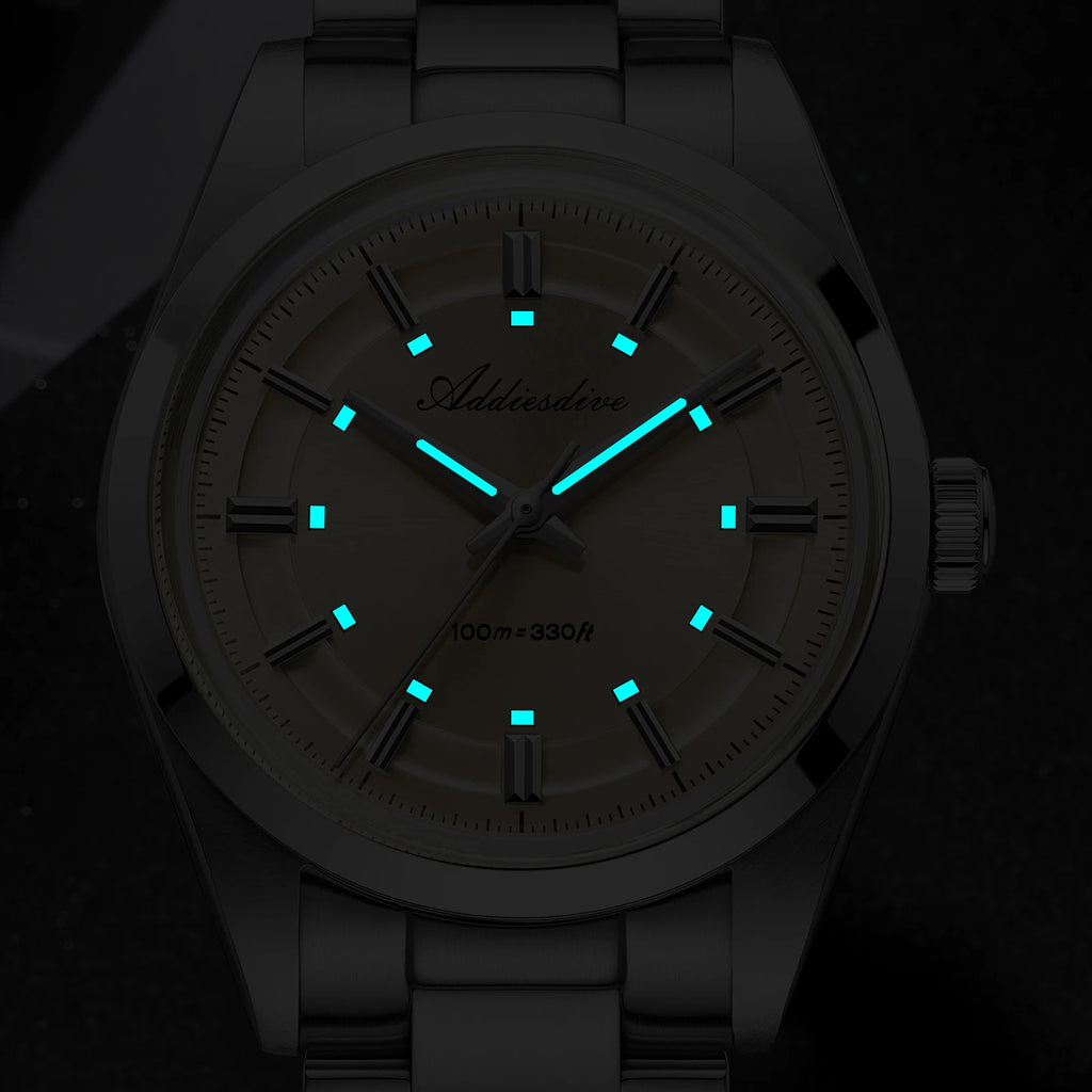 ADDIESDIVE Super Luminous Japan VH31 Ladies Watches 10Bar Waterproof Bubble Mirror Glass Quartz Watch Stainless Steel Wristwatch