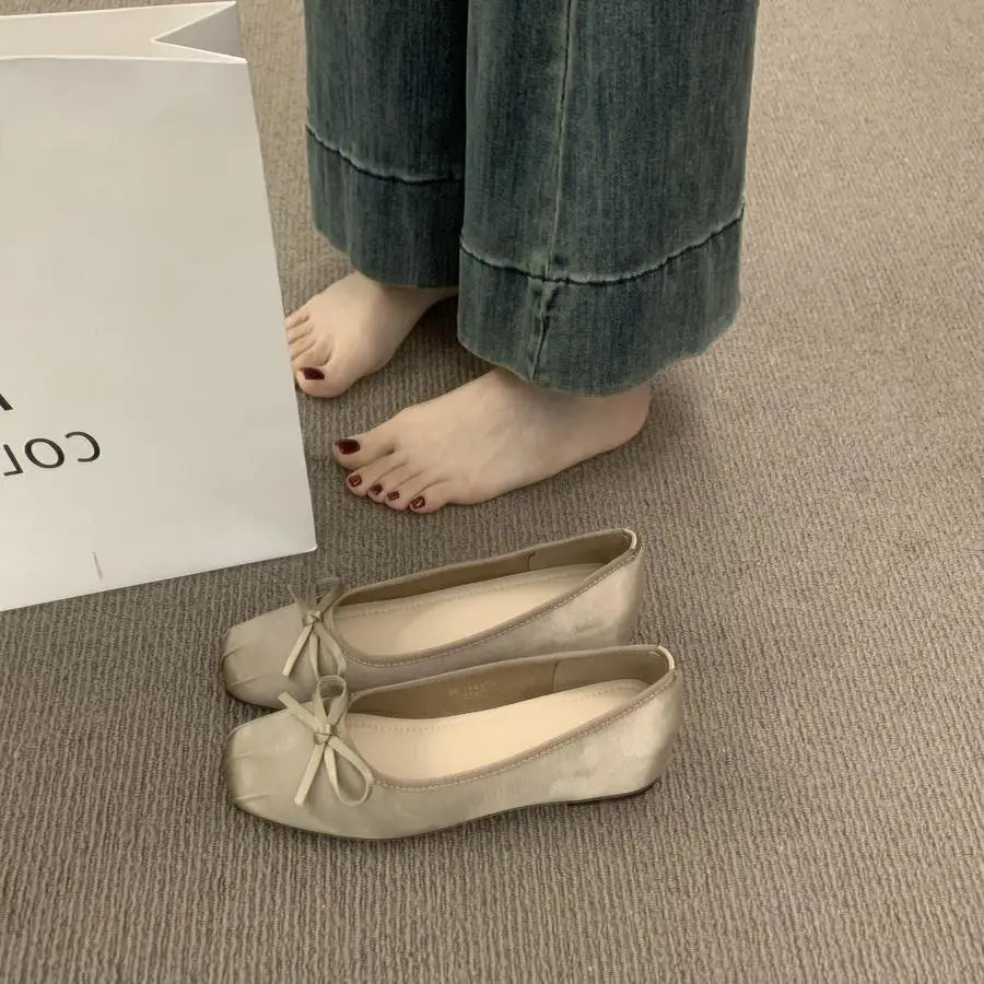 2026 New French Style Hidden Wedge Ballet Flats Soft Comfortable All Match Elegant Daily Dress Shoes for Women