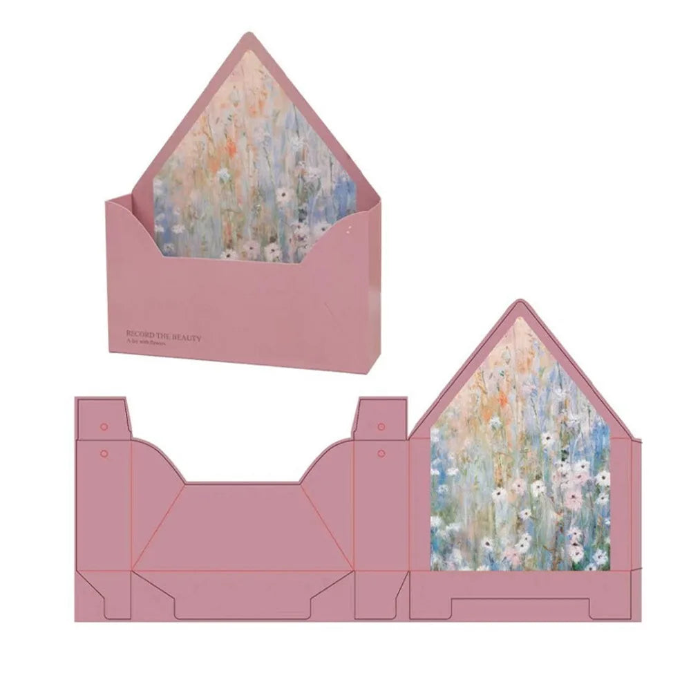5 Pieces Romantic Flower Gift Box Portable Paper Envelope Floral Box Folding DIY Gift Gift Wrapping Box Mother's Day