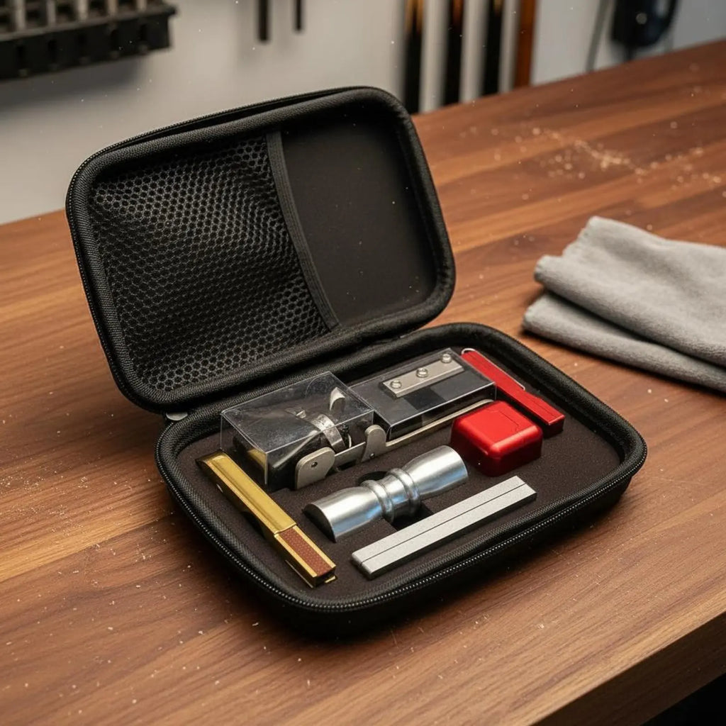 8 Pieces Billiard Cue Tip Repair Set Portable Case Pool Cue Tip Replacement Kit Game Accessory Aluminum Alloy Compact for Club
