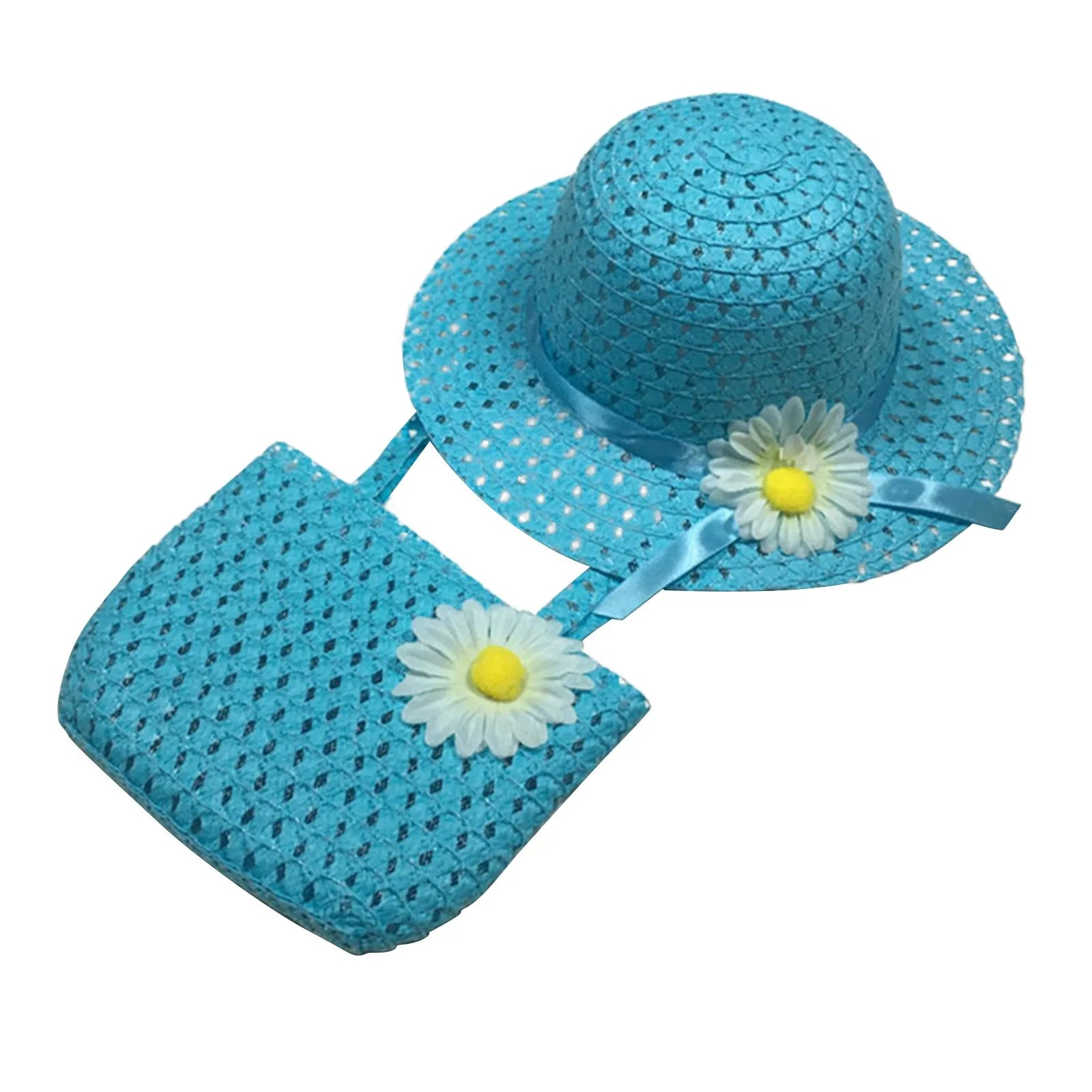 Fashionable Girl's Straw Hat Kids Sun-Protective Princess Hat Children Summer Sunscreen Hat With Portable Storage Bag