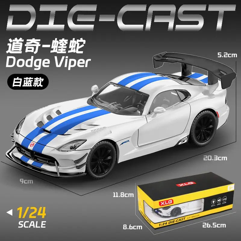 1:24 Scale Alloy Car Model For Dodge Viper Diecast Sports Car With Pull Back Sound Light Collectible Gift For Fans