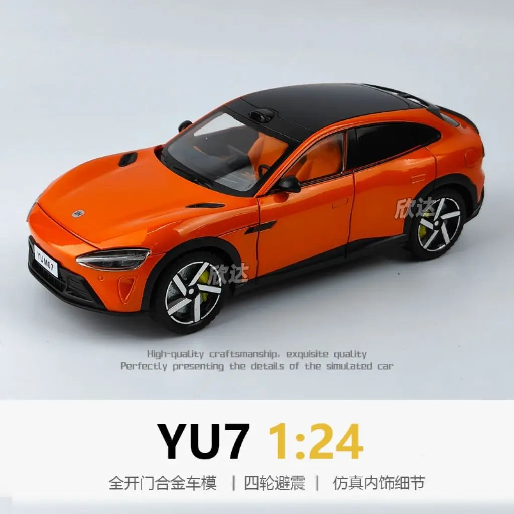 1:24 YU7 Diecast Alloy Electric Car Model with Graffiti Livery Full Open Doors Shock Absorption for Car Collectors Hobby Display