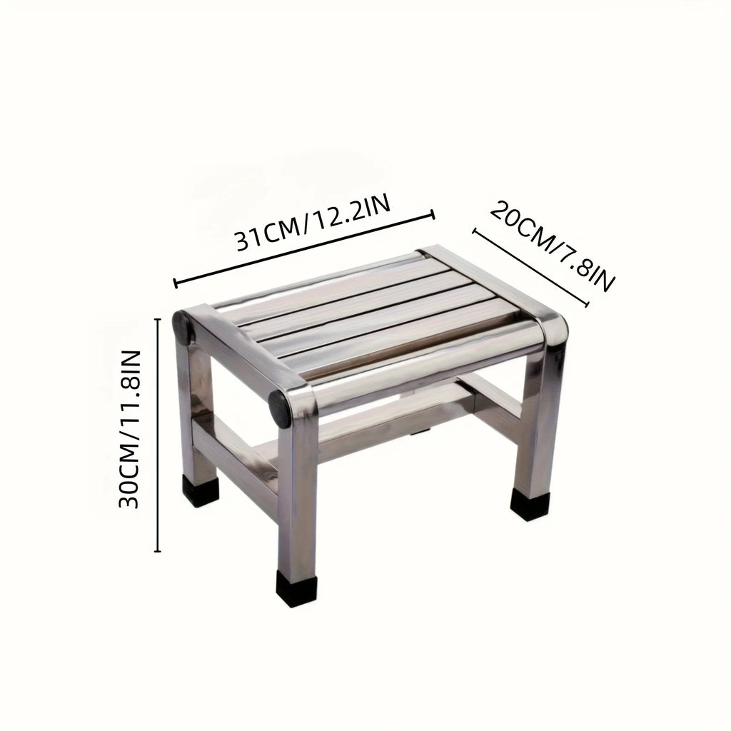 Stainless steel stool Small stool Thickened low stool Load-bearing 100kg Bath foot pedal Quartet antique stainless steel stool