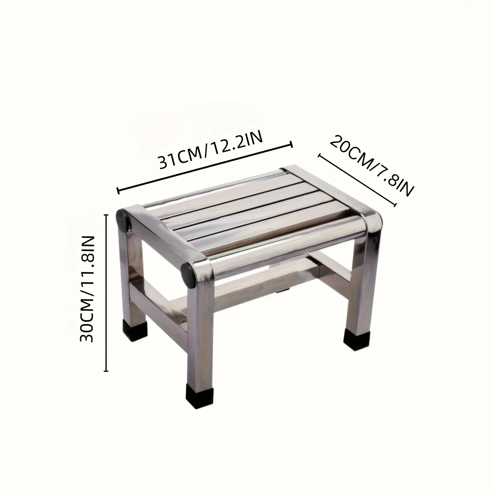 Stainless steel stool Small stool Thickened low stool Load-bearing 100kg Bath foot pedal Quartet antique stainless steel stool