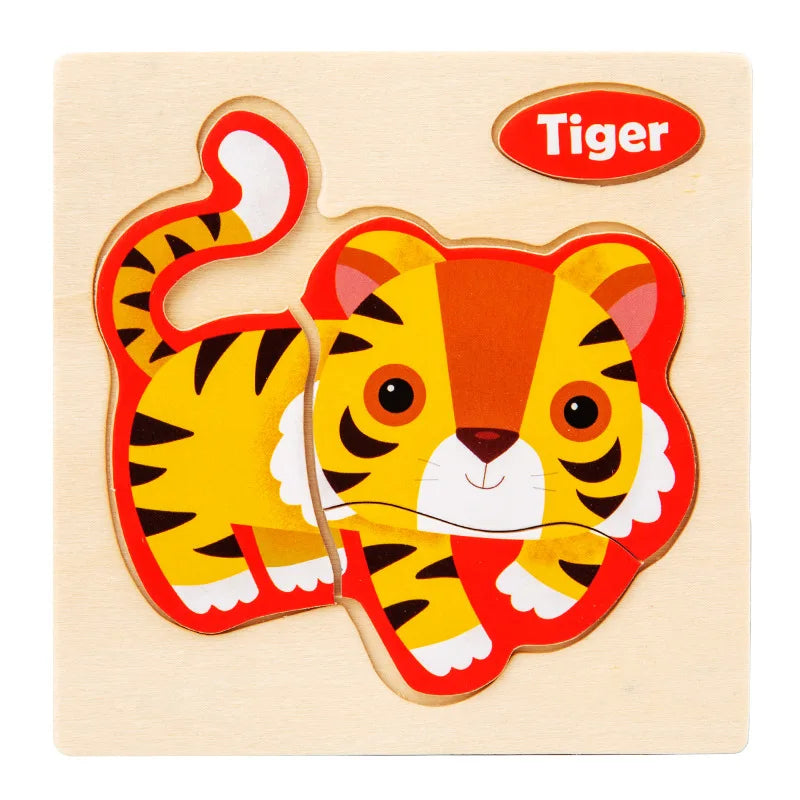 Wooden Toy 3D Jigsaw Puzzle Small Size Cartoon Animal Puzzle Board Kids Early Learning Educational Toys for Children Gifts