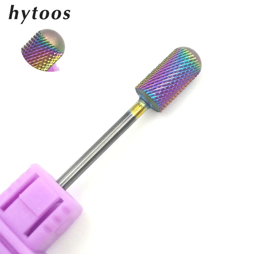 HYTOOS 1PCS Tungsten Carbide Burr Nail Drill Bit 3/32" Bits For Manicure Drill Accessories Milling Cutter Nail Art Tools