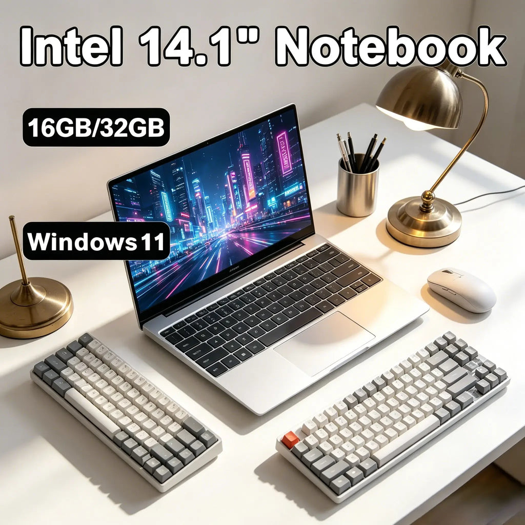 14.1" Ultra‑Slim Laptop, Brand New Intel N3700 Notebook, 16GB 2TB, 1080P FHD Screen, Windows 11 Pro, for Office Student Use
