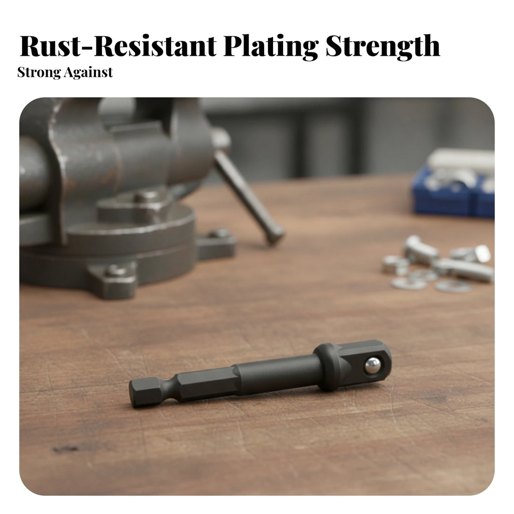 Cylindrical Hex to Square Drive Adapter Tool Accessory Darkened 6.35 Mm Hex Driver Adapter Forged-Looking for Impact Wrenches