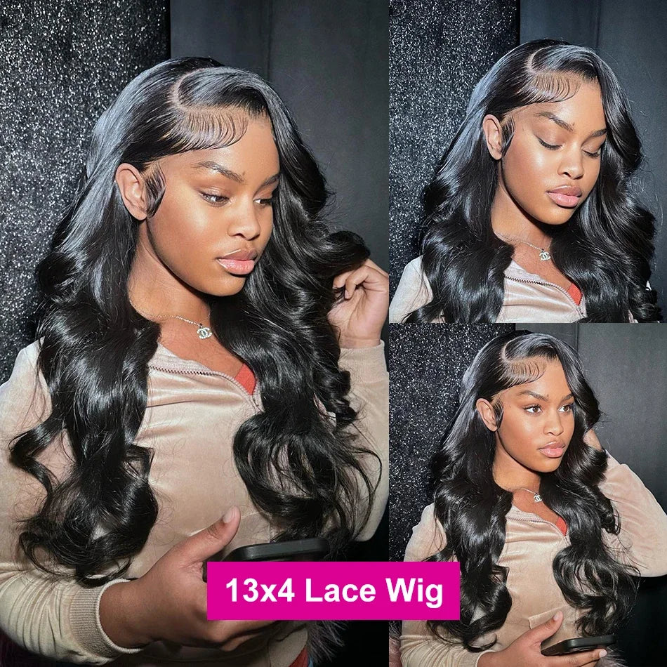 300% Density Body Wave 13x6 HD Lace Frontal Human Hair Wigs Pre Plucked Brazilian Hair 13x4 Lace Frontal Wigs Curly Human Hair