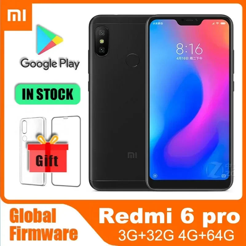 Xiaomi Redmi 6 Pro 4g 64g Cellphone Global rom 4000mAh Batterry Dual SIM Qualcomm Snapdragon 625 Android used phone