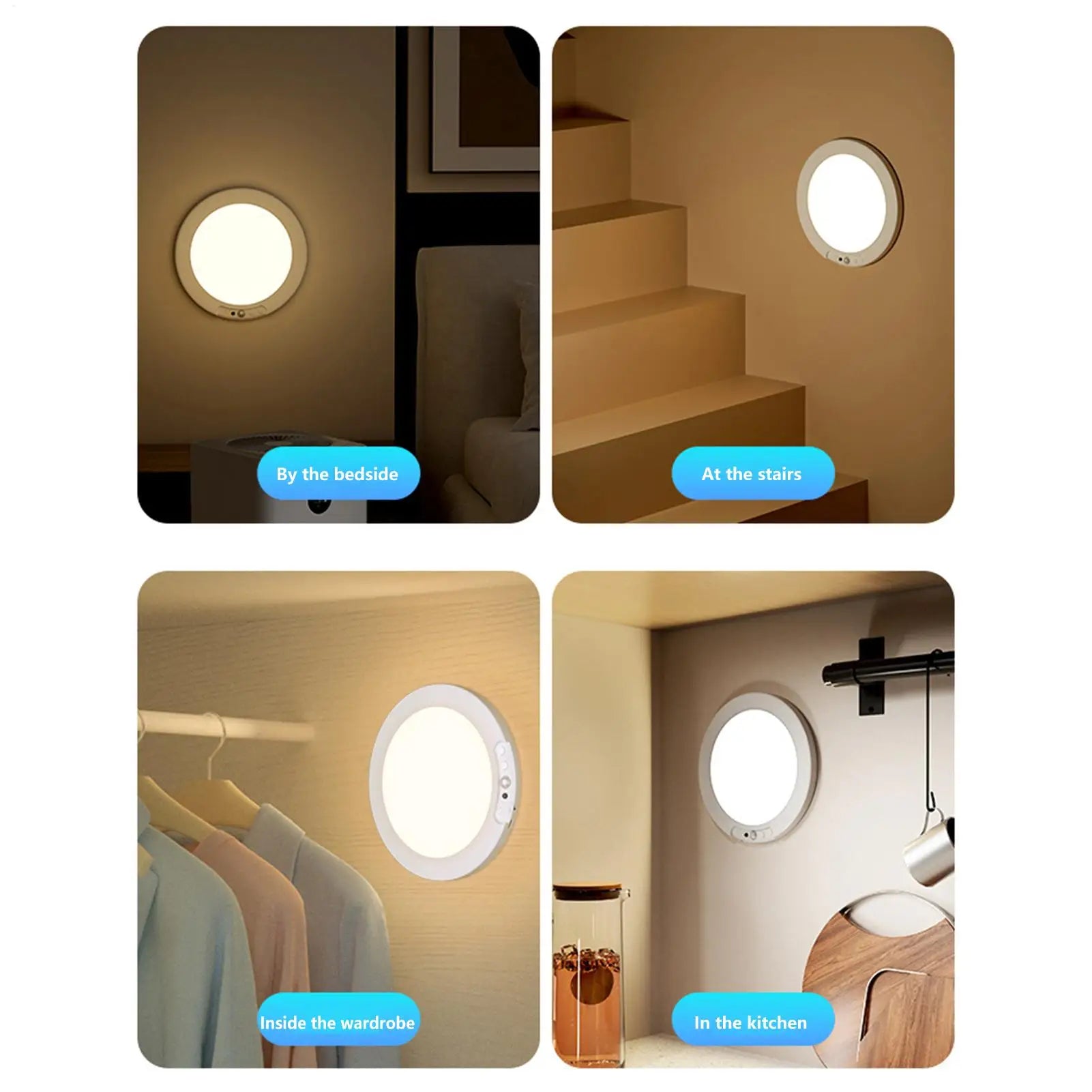 Motion Sensor Ceiling Light Magnetic Wireless Rechargeable LED Ceiling Light Battery Operated For Home Pantry Shower Stair