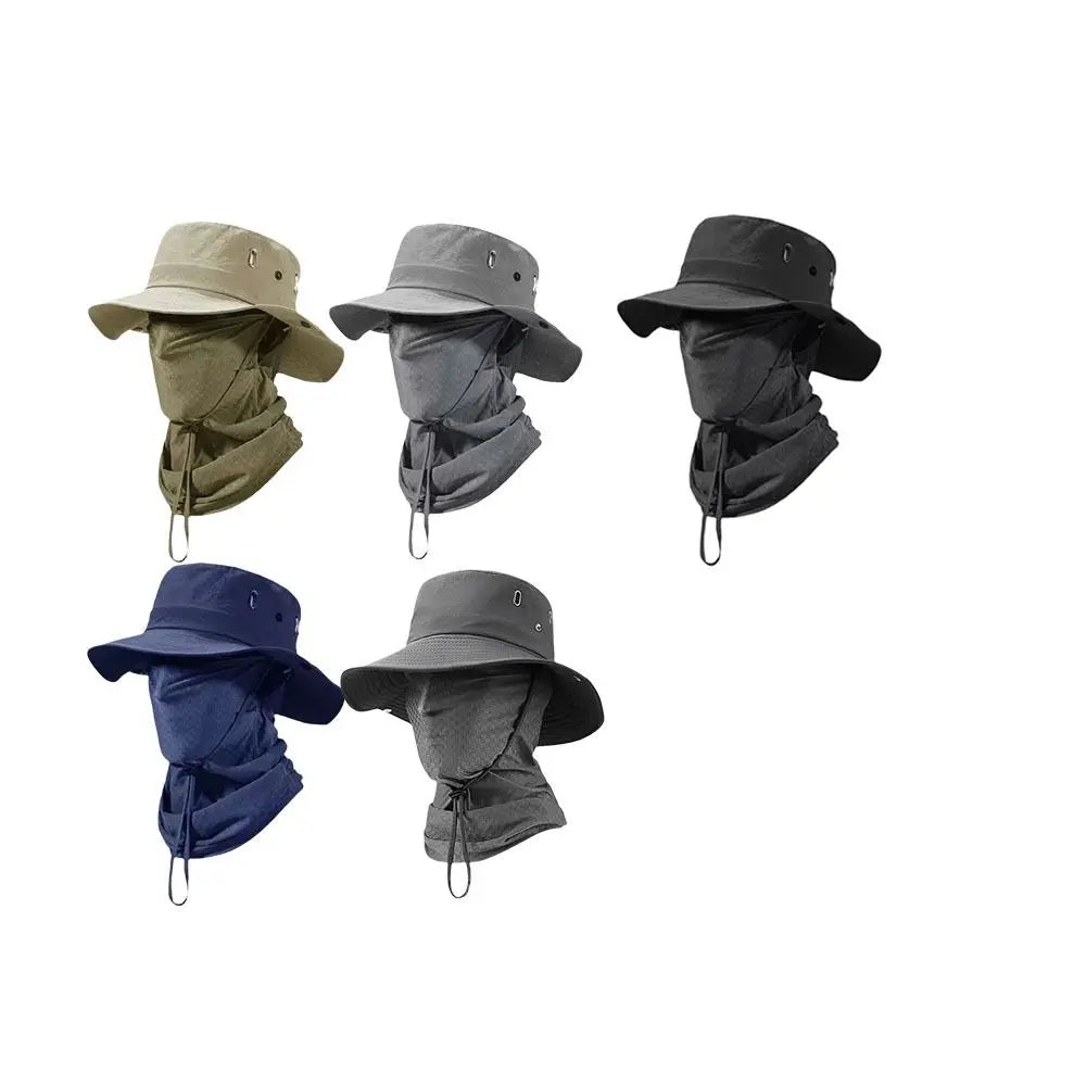 Unisex Design Quick Dry Men Sun Hat Breathable Foldable Full Face Mask Soft Material with Mask Fisherman Hat Hiking
