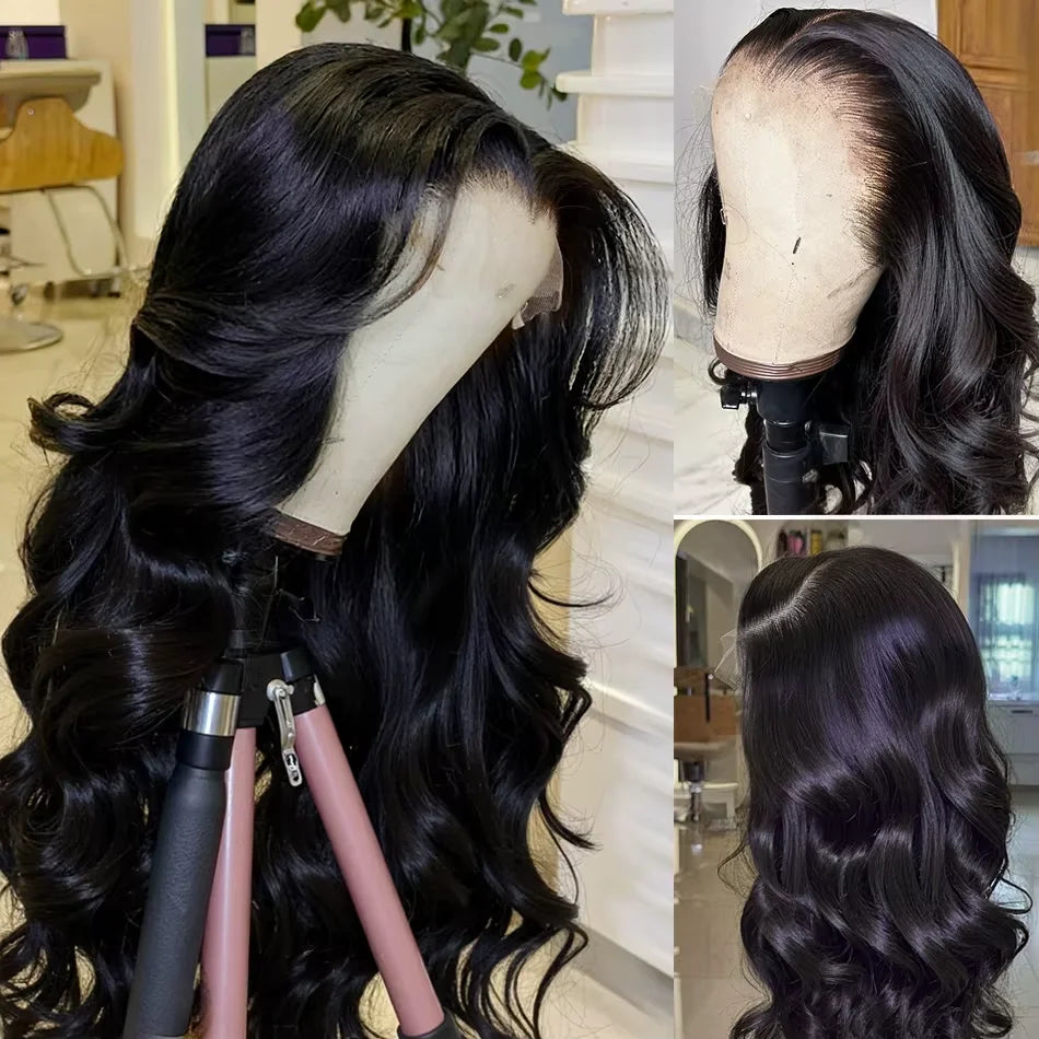 300% Density Body Wave 13x6 HD Lace Frontal Human Hair Wigs Pre Plucked Brazilian Hair 13x4 Lace Frontal Wigs Curly Human Hair