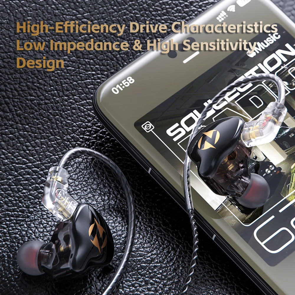 The QKZ AK9 Pro wired earphones are dynamic in-ear monitor earphones with a detachable 2-pin cable and HiFi stereo bass.
