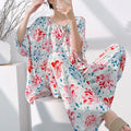 Hot 2026 Spring Summer New Women Cool Comfort Sleepwear Set Fashion Printed Loose Wide Leg Pants Large Home Clothes Two Pieceset
