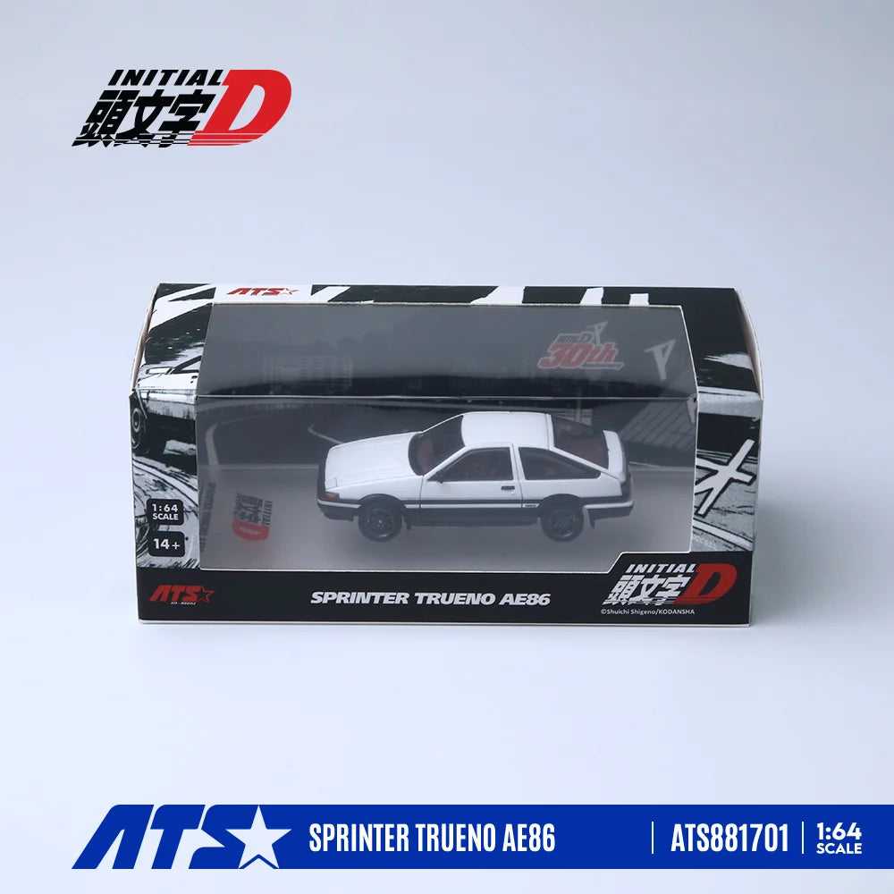 ATS 1:64 Sprinter Trueno AE86 Black Bonnet & White Bonnet Diecast Alloy Car Model Display Collectible Toy Gift