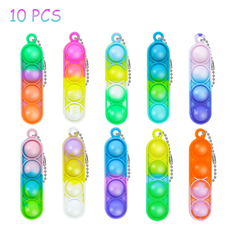 10/20/30/80/150 Pcs Bulk Mini Pop Fidget Toys Kids Sensory Keychain Party Favors Toddler Birthday Carnival Bag