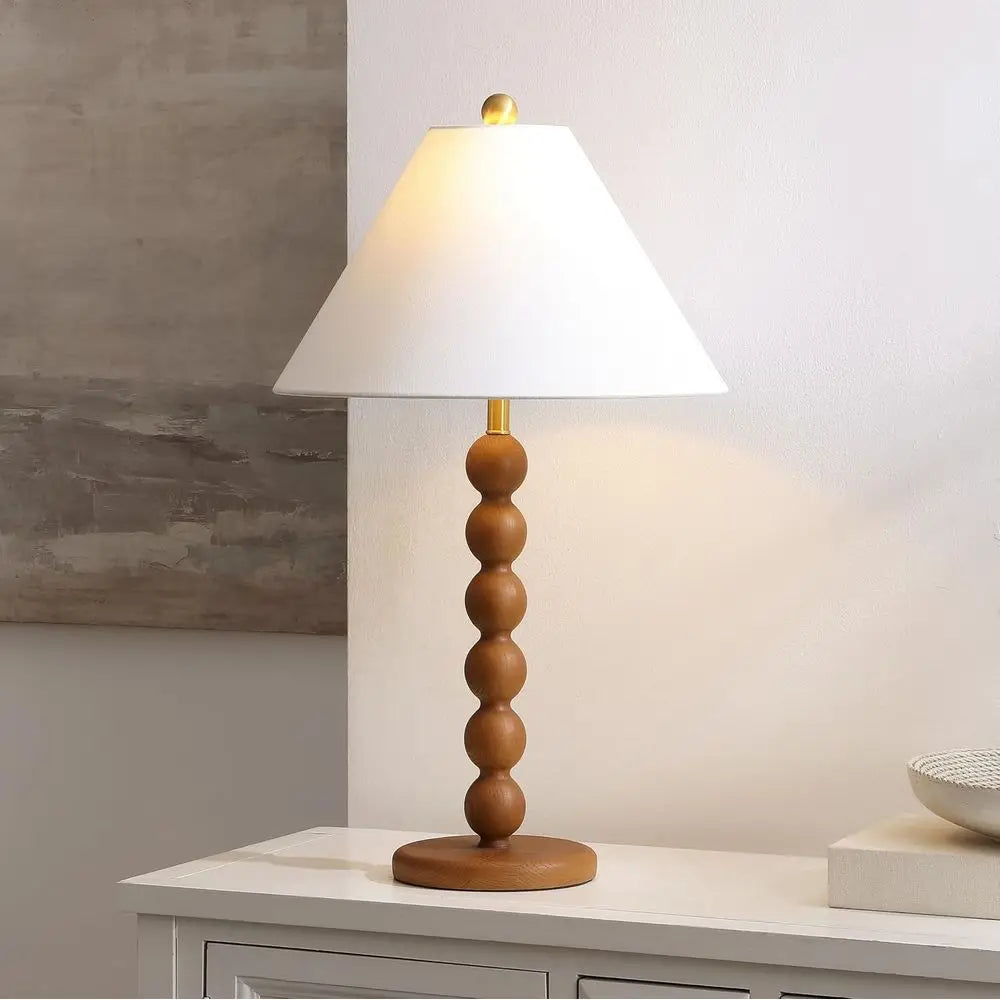 Natural Brown Resin Stacked Ball Table Lamp, 27-inch, LED Bulb Included, Suitable for Bedroom, Living Room, Home Office, Desk, N