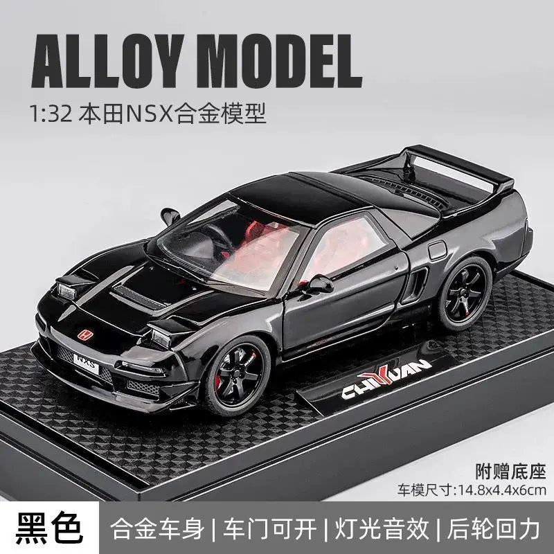 1:32 Honda NSX Alloy Sports Car Open Doors Light Sound Rear Wheel Pull Back With Display Base Desktop Ornament Collection Gift