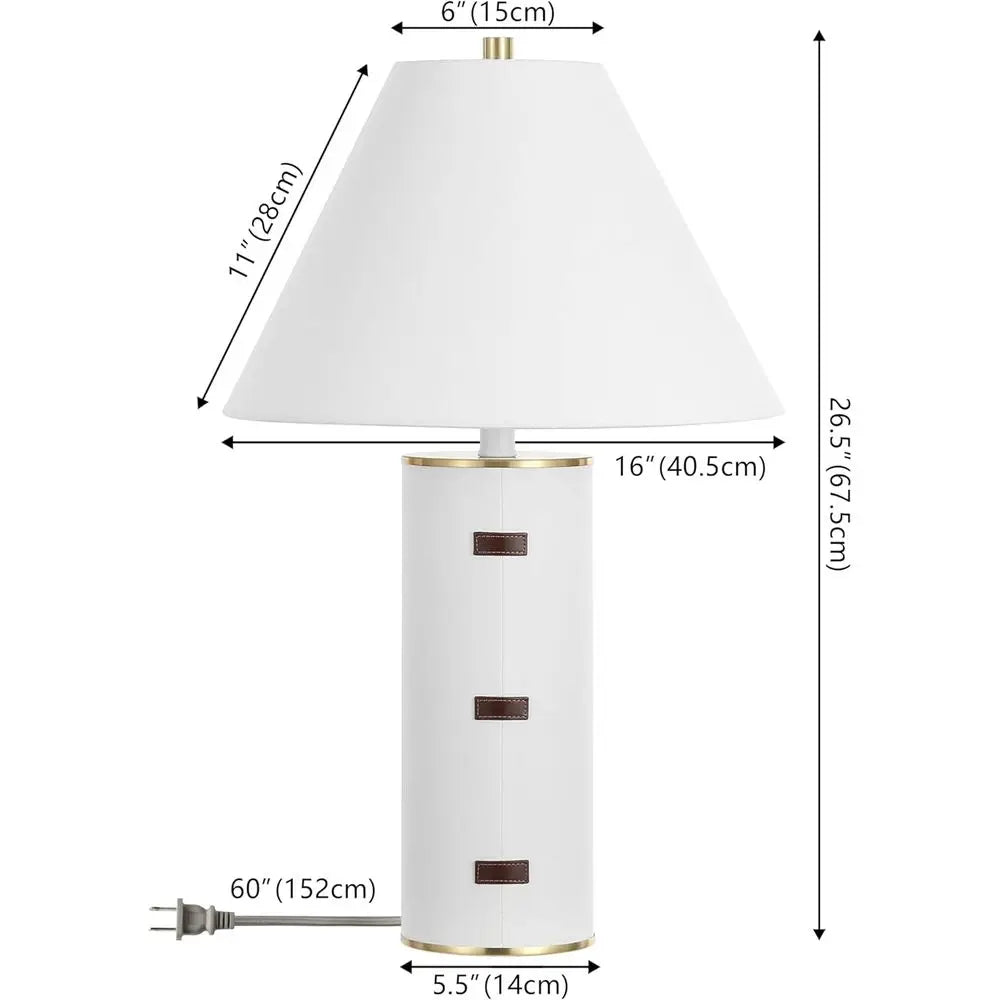 27-inch LED Table Lamp - White/Brown/Brass Gold for Bedroom, Living Room, Home Office, Desk, Nightstand