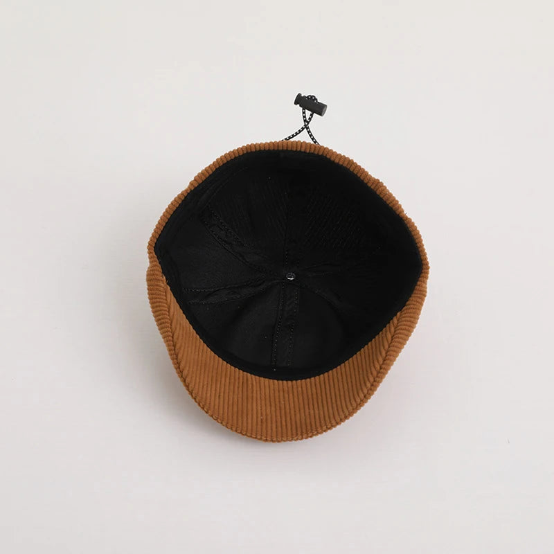 Fashion Letter Beret Drawstring Baby Duck Tongue Cap 2-6year Kids Sunshade Visors Autumn Winter Corduroy Children Forward Hat
