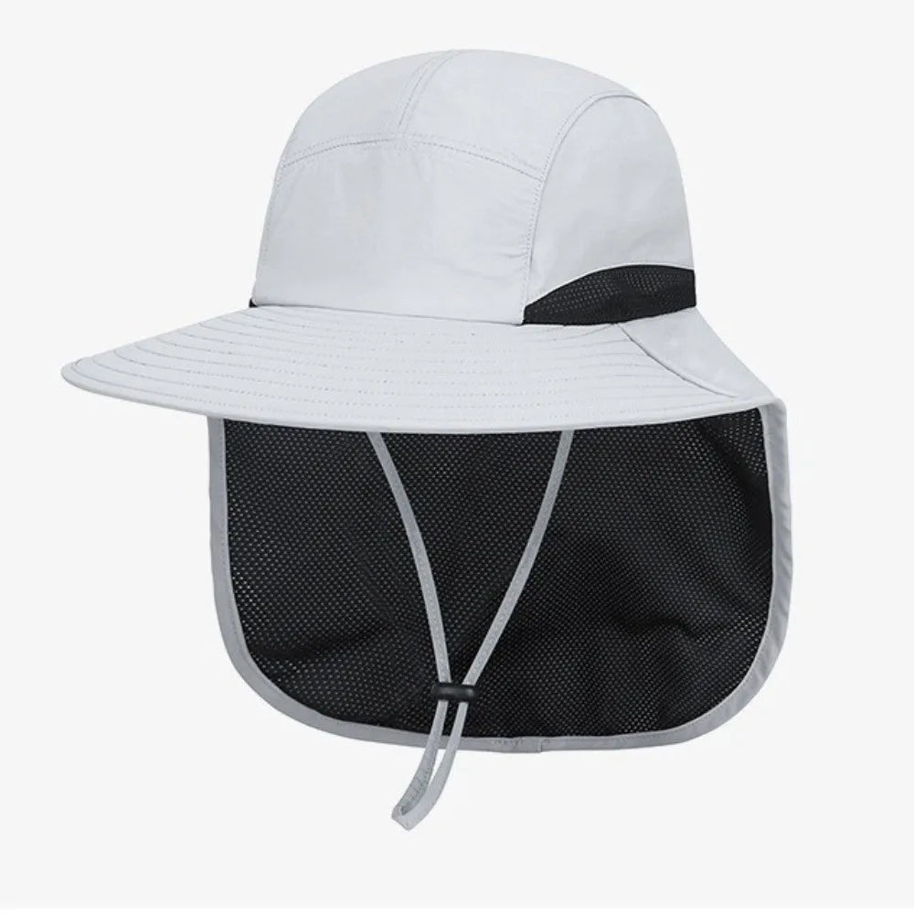 Fashion Wide Brim Outdoor Sun Hat Adjustable UV Protection Fisherman Cap with Neck Flap Quick-drying Bucket Cap Women